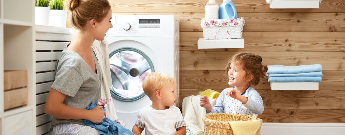 Family washing clothes